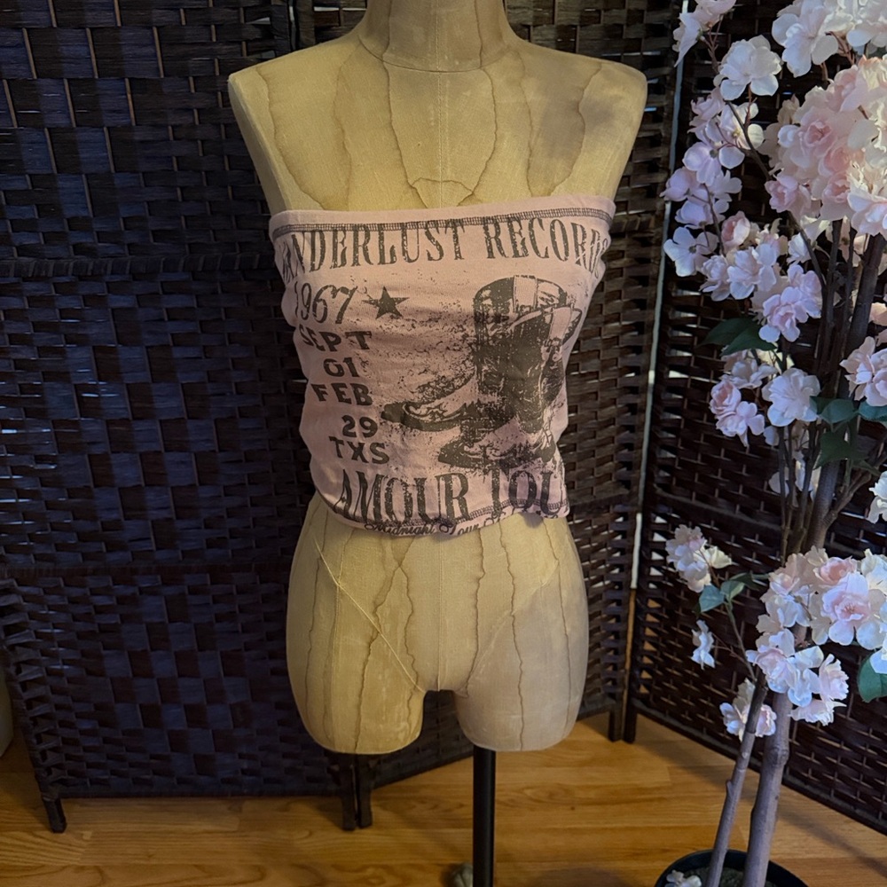 Urban Outfitters Blush Pink Amour Tour Cowboy Boot Tube Top sz Small NWT SUMMER